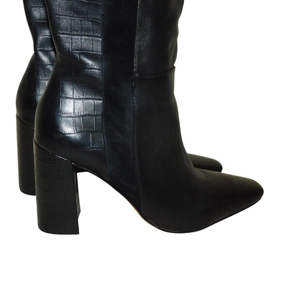 Chelsea & Violet Tall Leather & Suede Boots Size 8 Croc Embossed - Picture 16 of 16